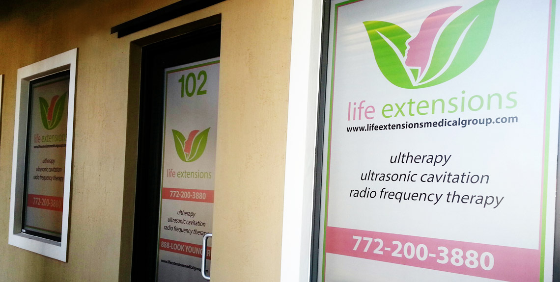 Life Extensions window signs by Design A Sign